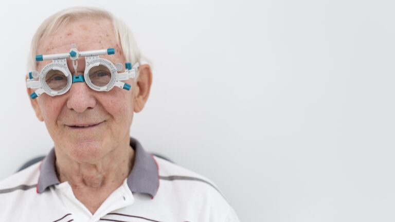 man having eye sight check