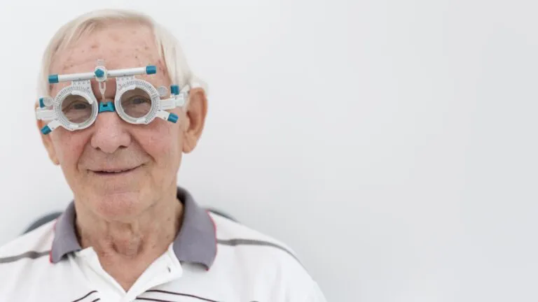 man having eye sight check